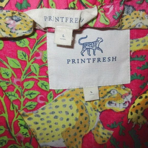 Print Fresh Bagherra Organic Cotton Pajamas Size L Leopard Top & Shorts 2 Piece - Picture 7 of 12